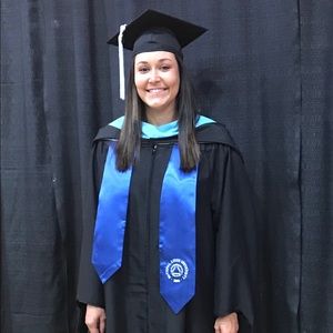 Black cap and gown for masters degree